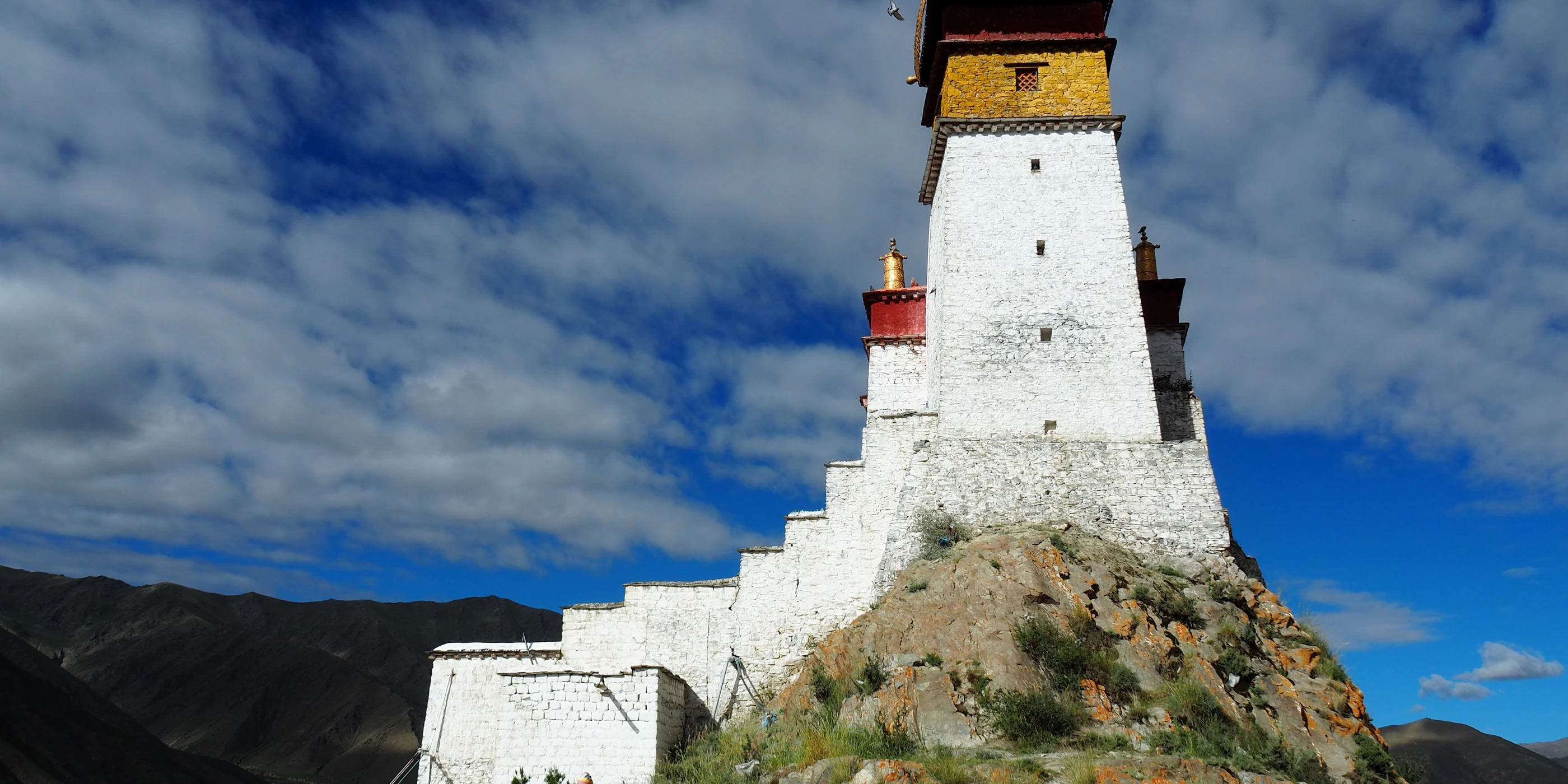 Yumbulagang, the fortress-palace of the first Tibetan kings, on its ridge above the Yarlung valley