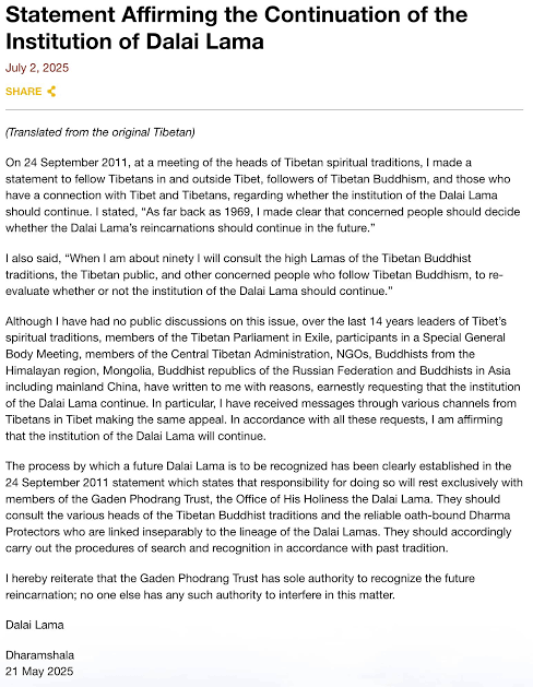The Dalai Lama on his succession